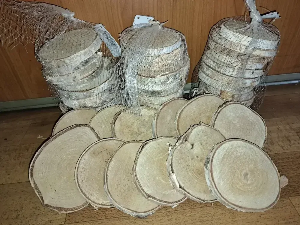 PLACKA - Dřevěné kolečko s březovou kůrou 6-9cm